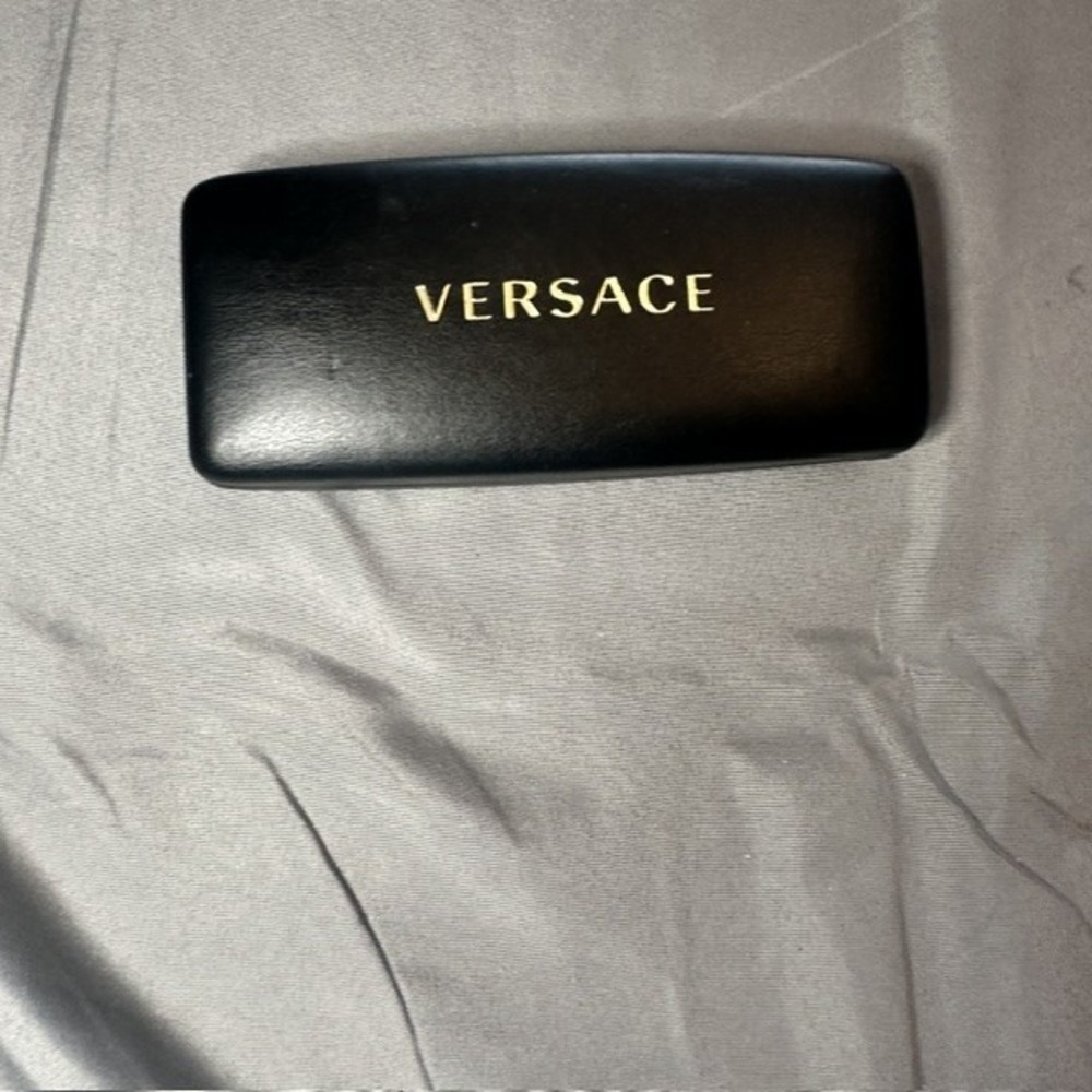 Versace Black Hardshell Sunglasses Eyeglasses Case Gold Logo Designer Accessory